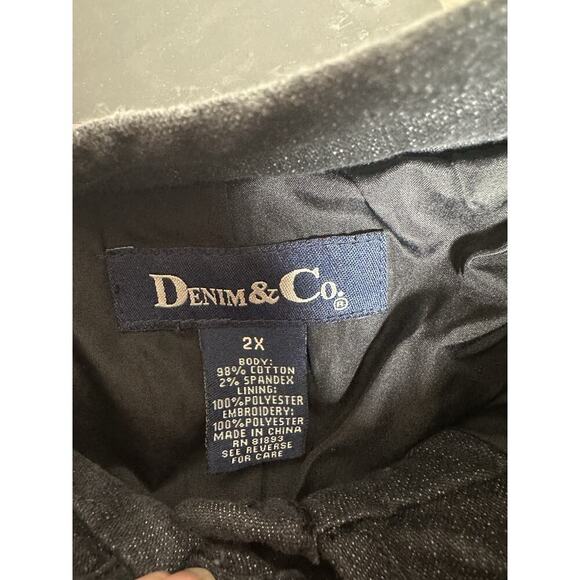 VTG + DENIM & CO Jacket Women Sz 2X Embroidered Embellished Dark Cottagecore - Picture 4 of 8